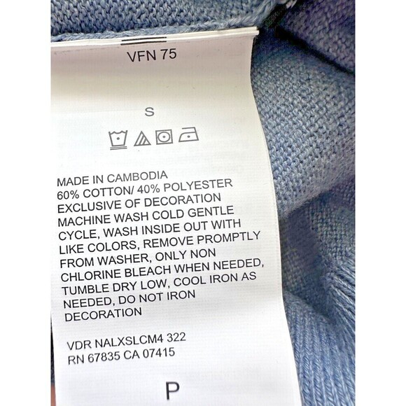 Nautica Men's Sweater Jersey V-Neck Deep Anchor Heather Blue Pastel Size Small - Picture 7 of 7